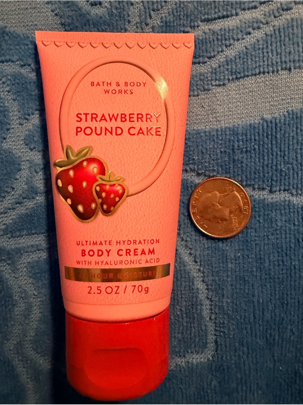 🍄6/$26 Bath & Body Works strawberry, poundcake, body cream Purse size NWT